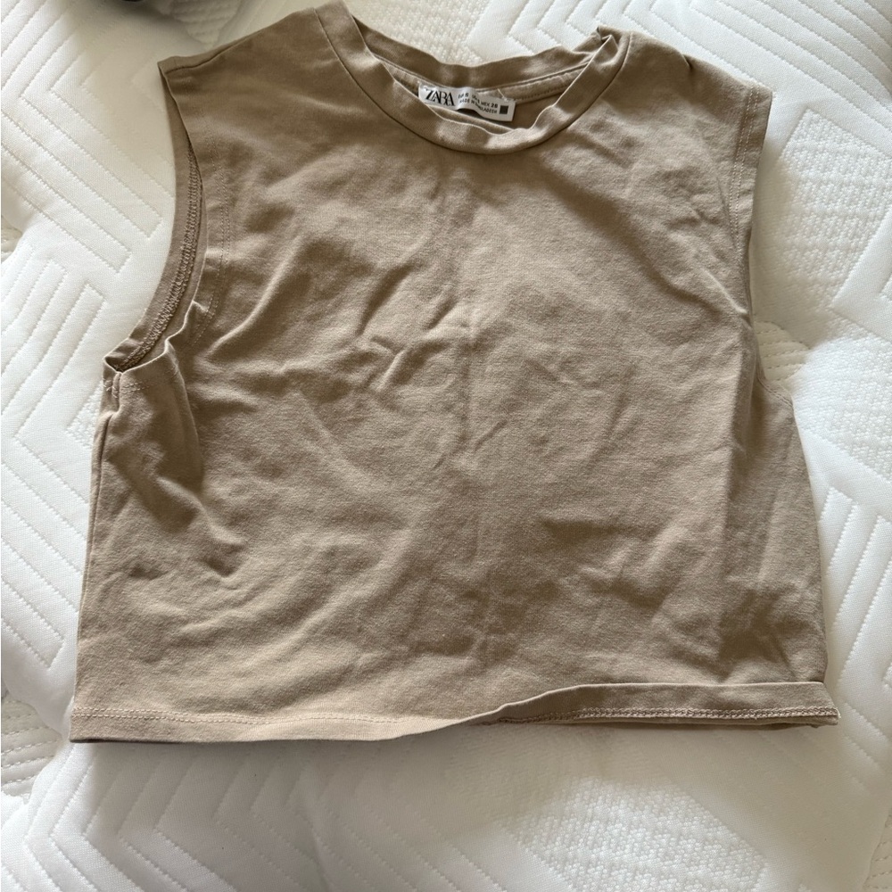 Zara Tan Sleeveless Crop Top